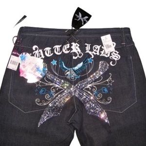 Artful Dodger Raw Rock Bottom Crystal Jeans NWT